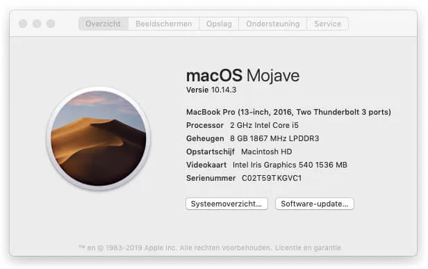 Over deze Mac