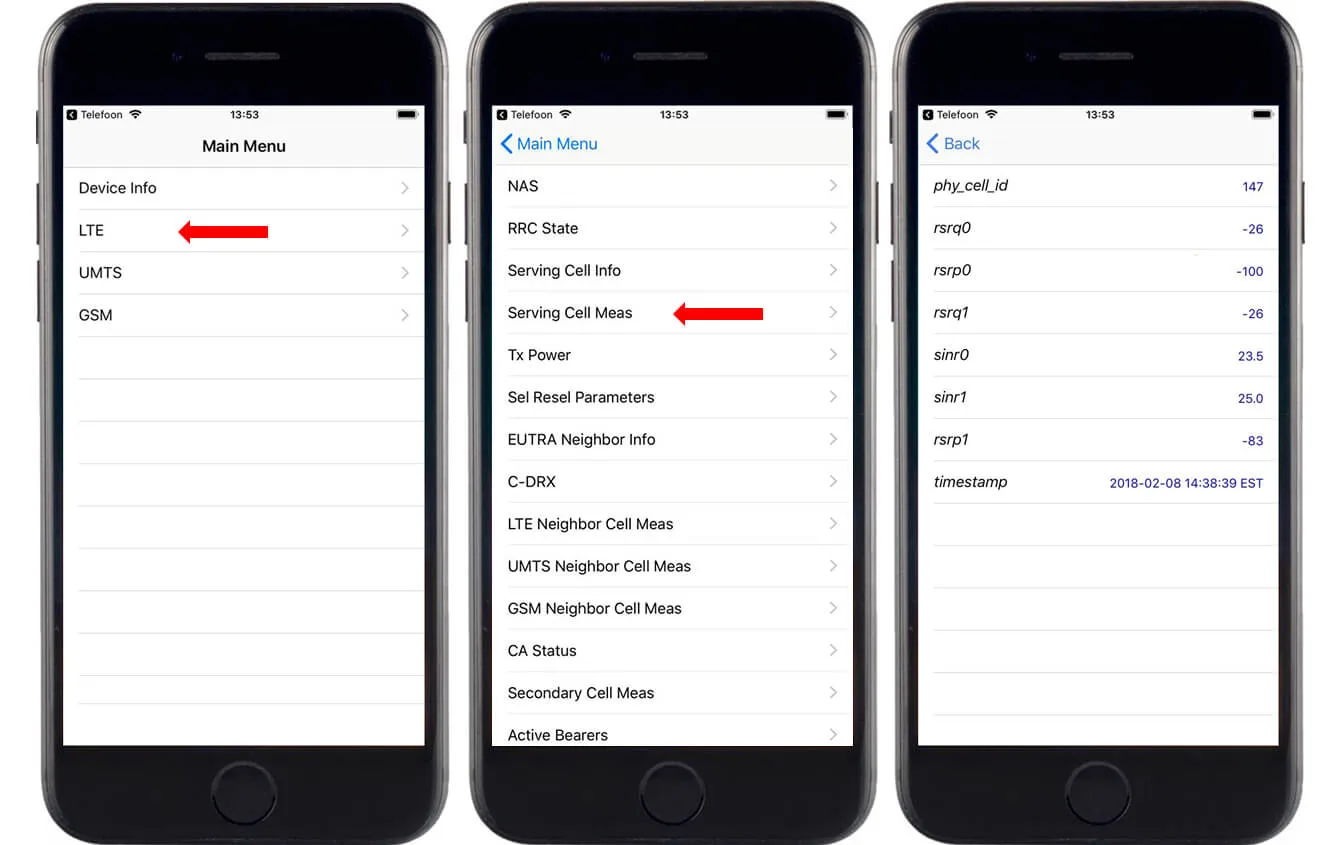 Signaalsterkte meten Field Test Mode