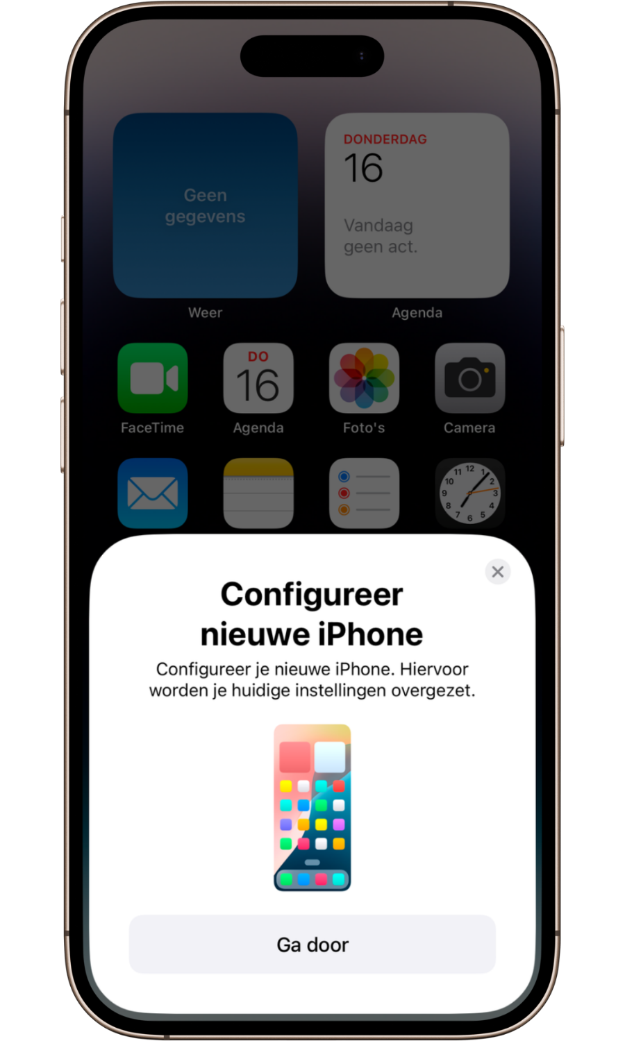 Gegevens overzetten iPhone via 'Begin direct' (draadloos)